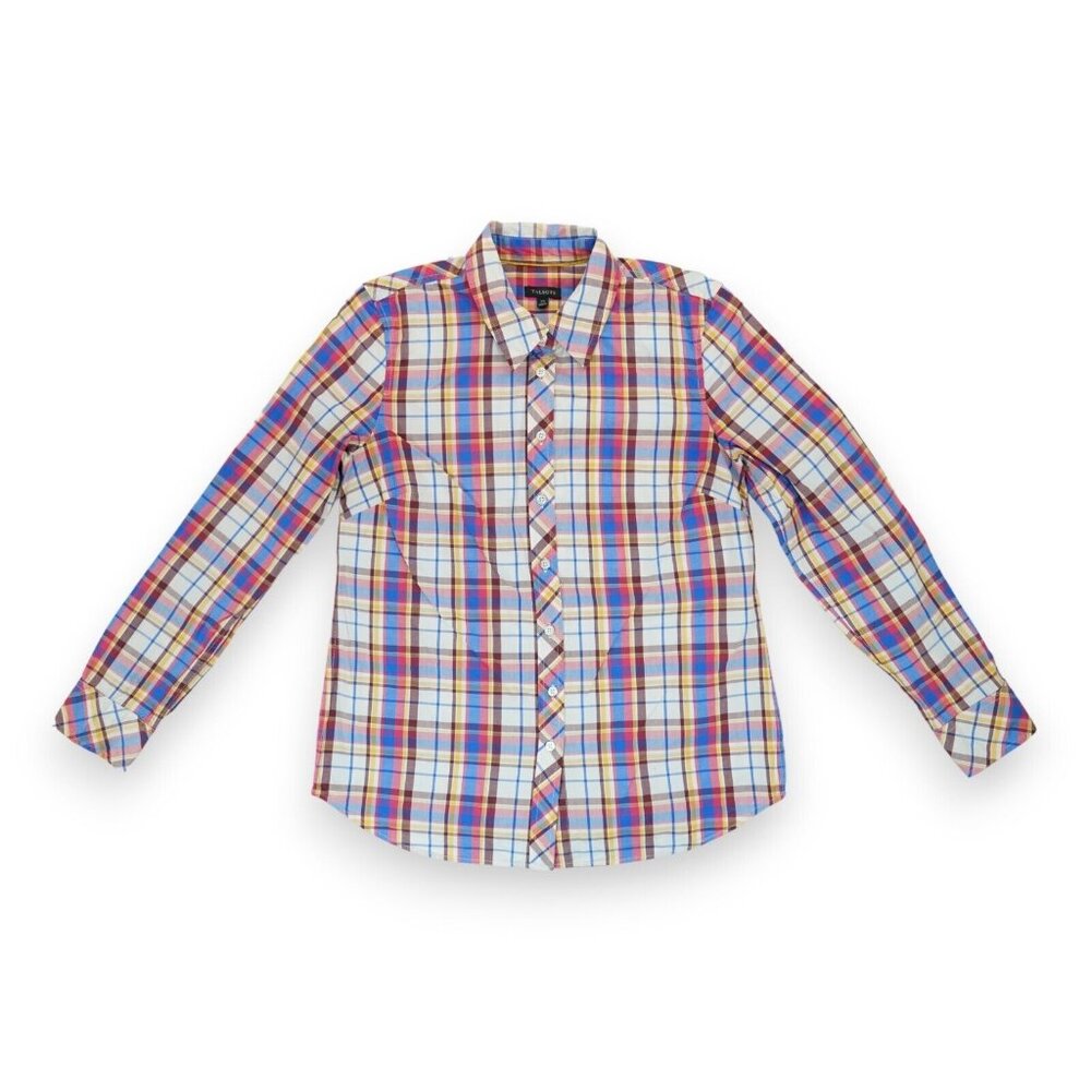 Talbots Women's Cotton Plaid Button-up Long sleeve Shirt Top Size XS‎